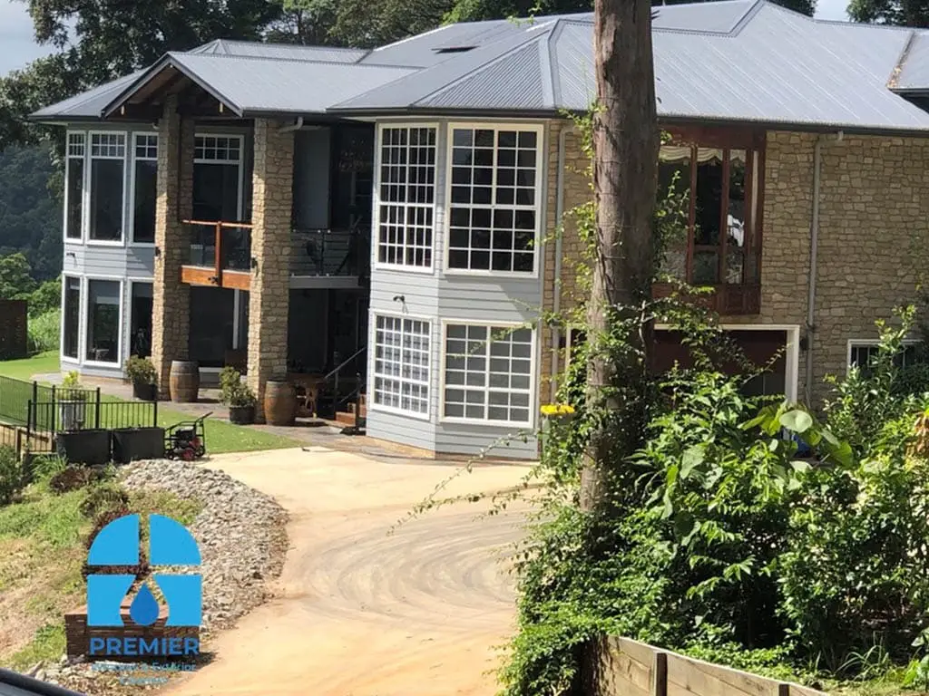 Two-story house with several glass panes for window cleaning service