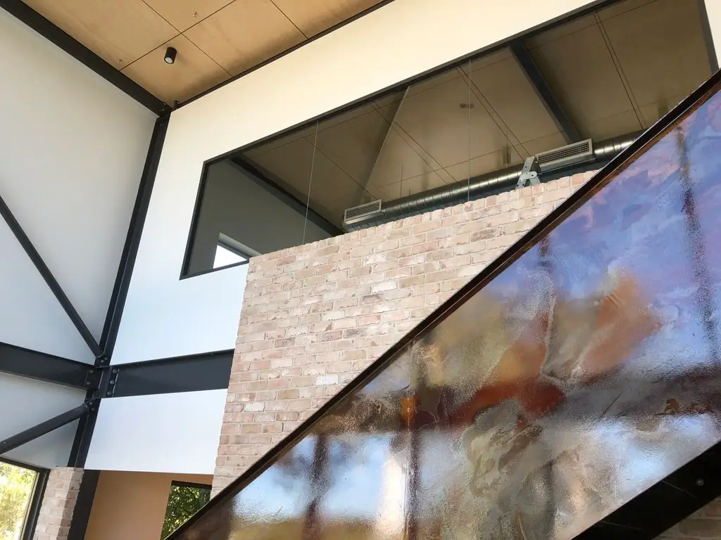 Transparent, crystal clear glass windows and stairs