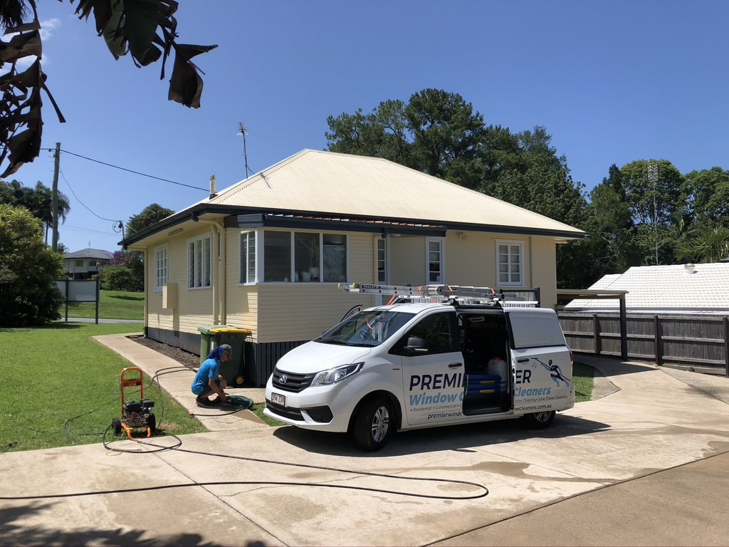 house wash prep van prepares to clean white house