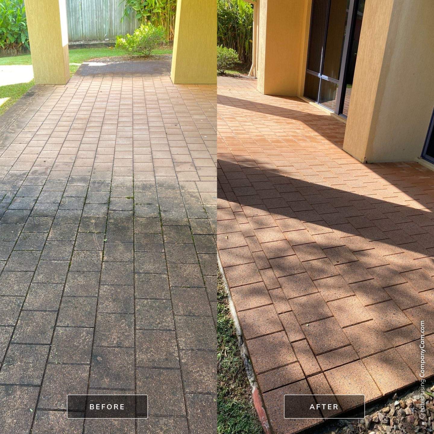 Pressure cleaning paved patio